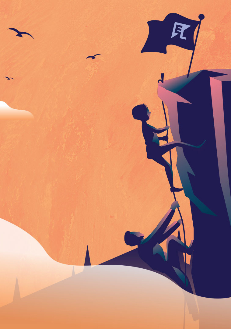 EL Education illustration of people climbing a mountain together
