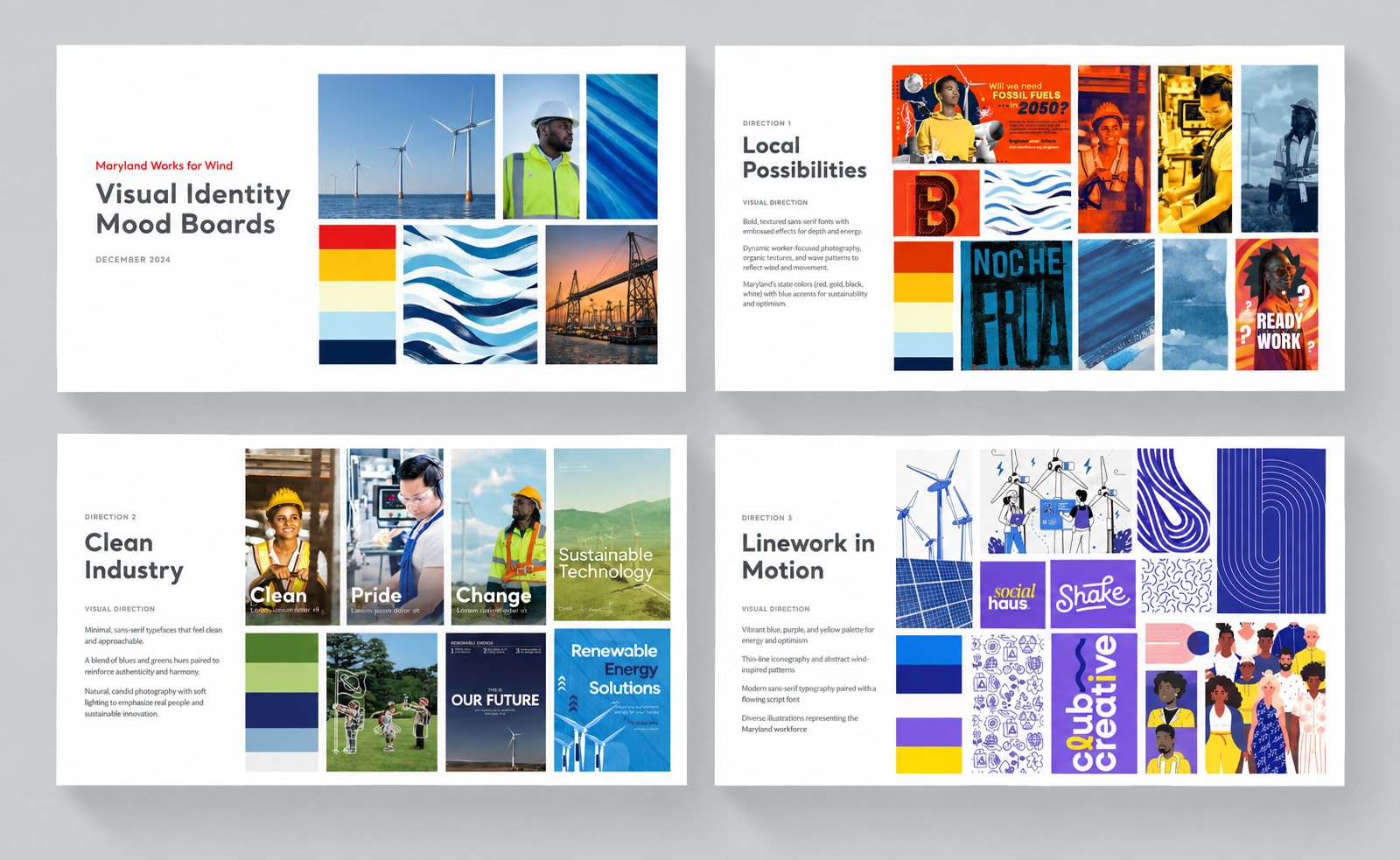 Maryland Works for Wind visual identity mood boards