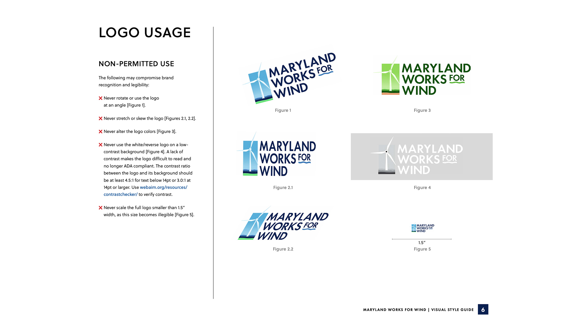 Examples of incorrect Maryland Works for Wind logo use