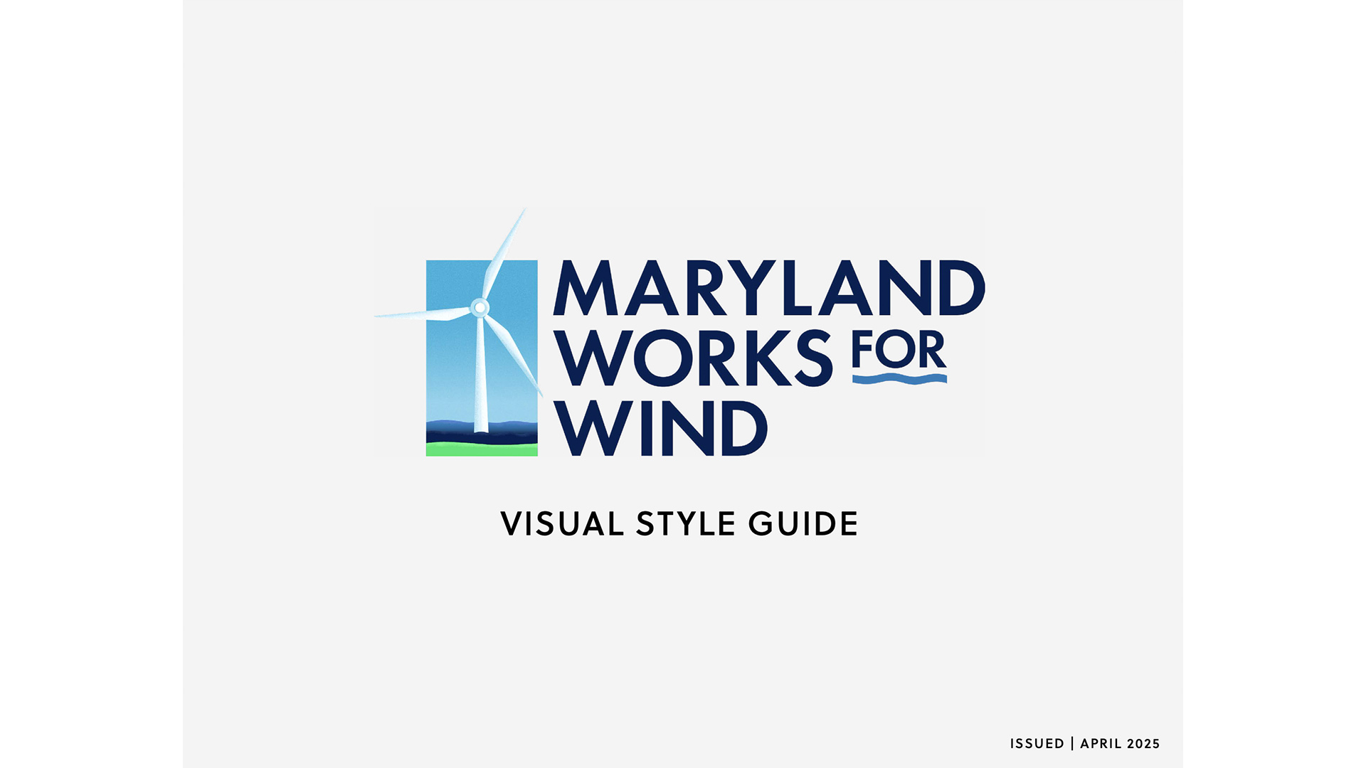 Maryland Works for Wind visual style guide cover